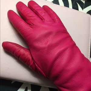 Pink leather gloves